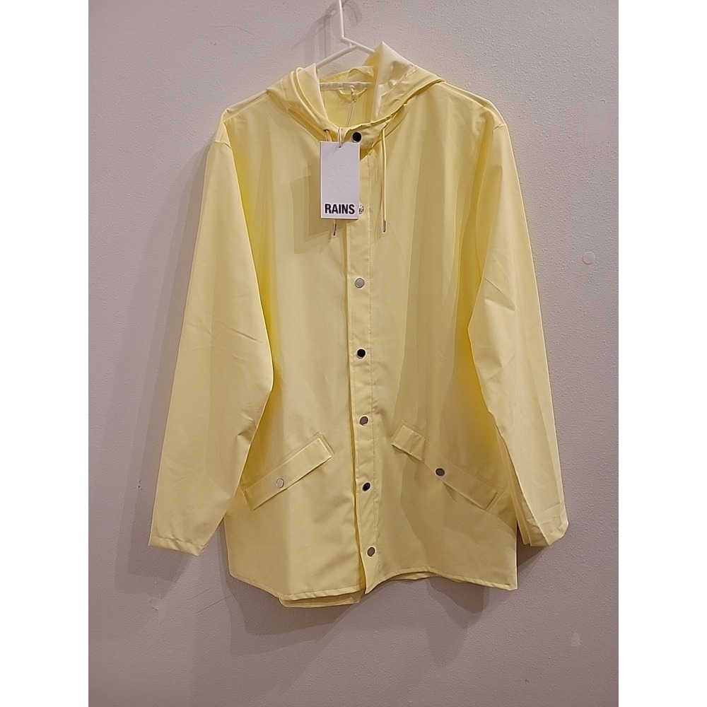Rains Long Jacket Snap Fastenings Straw Yellow Unisex L Rain Spring Coat IT